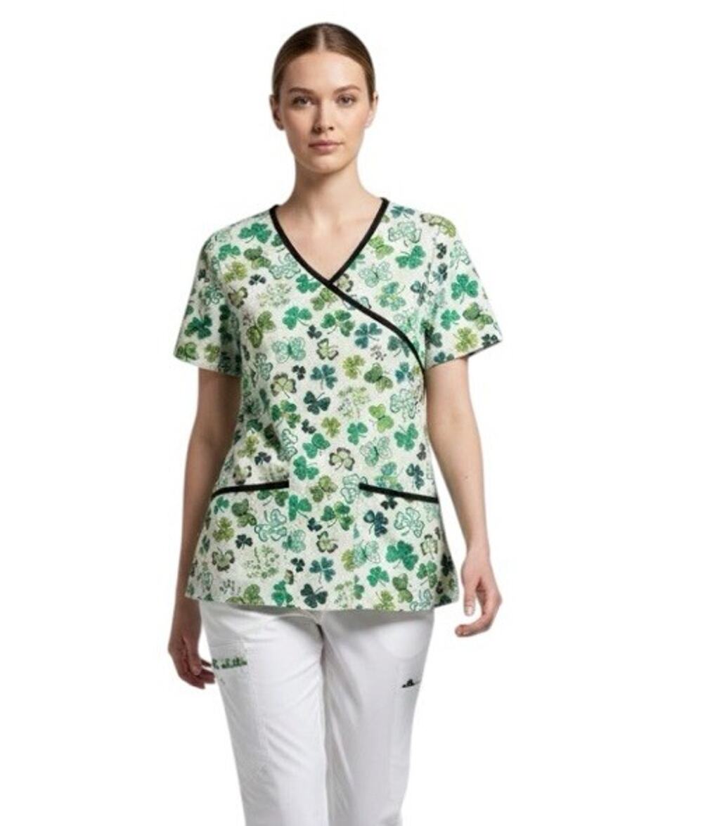 Tafford Uniform St Patricks Day Scrub Top Medical Women Shamrock V Neck Size SML
